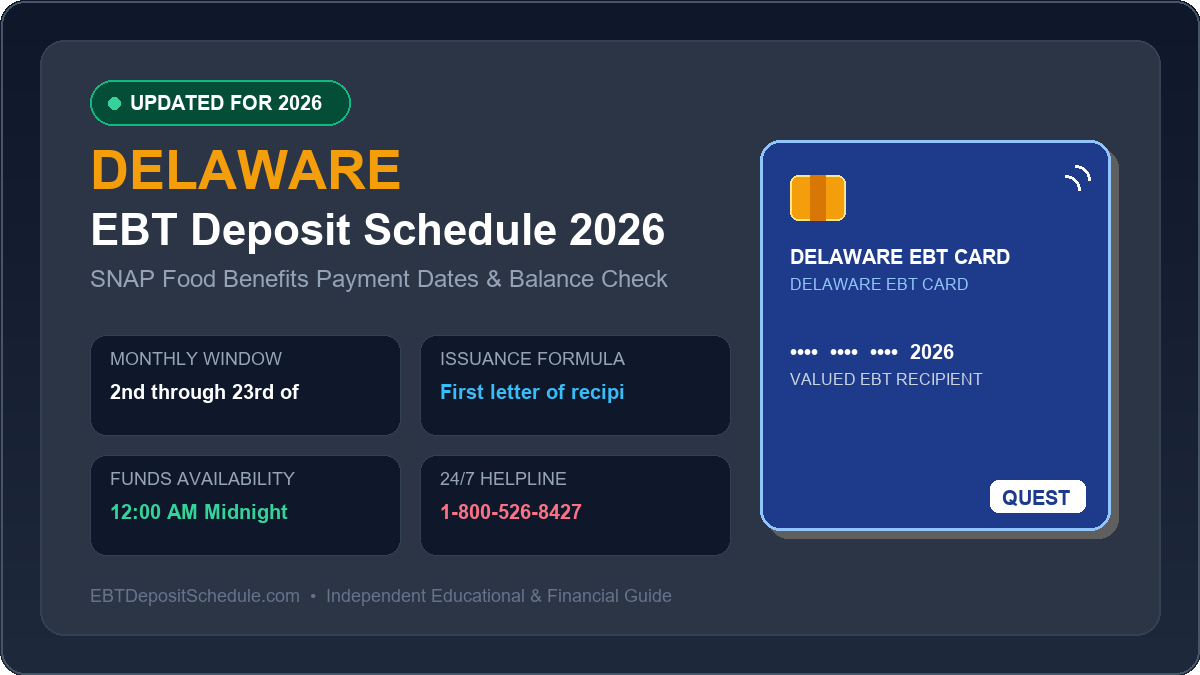 Delaware EBT Deposit Schedule 2026 SNAP Payment Dates Banner