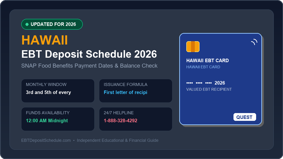 Hawaii EBT Deposit Schedule 2026 SNAP Payment Dates Banner