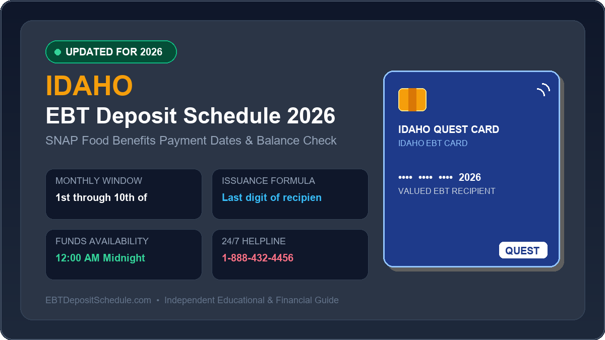 Idaho EBT Deposit Schedule 2026 SNAP Payment Dates Banner