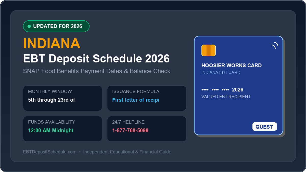 Indiana EBT Deposit Schedule 2026 SNAP Payment Dates Banner