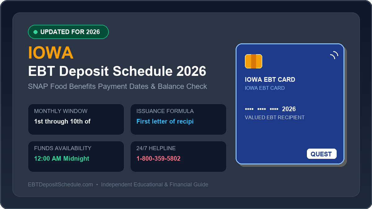 Iowa EBT Deposit Schedule 2026 SNAP Payment Dates Banner