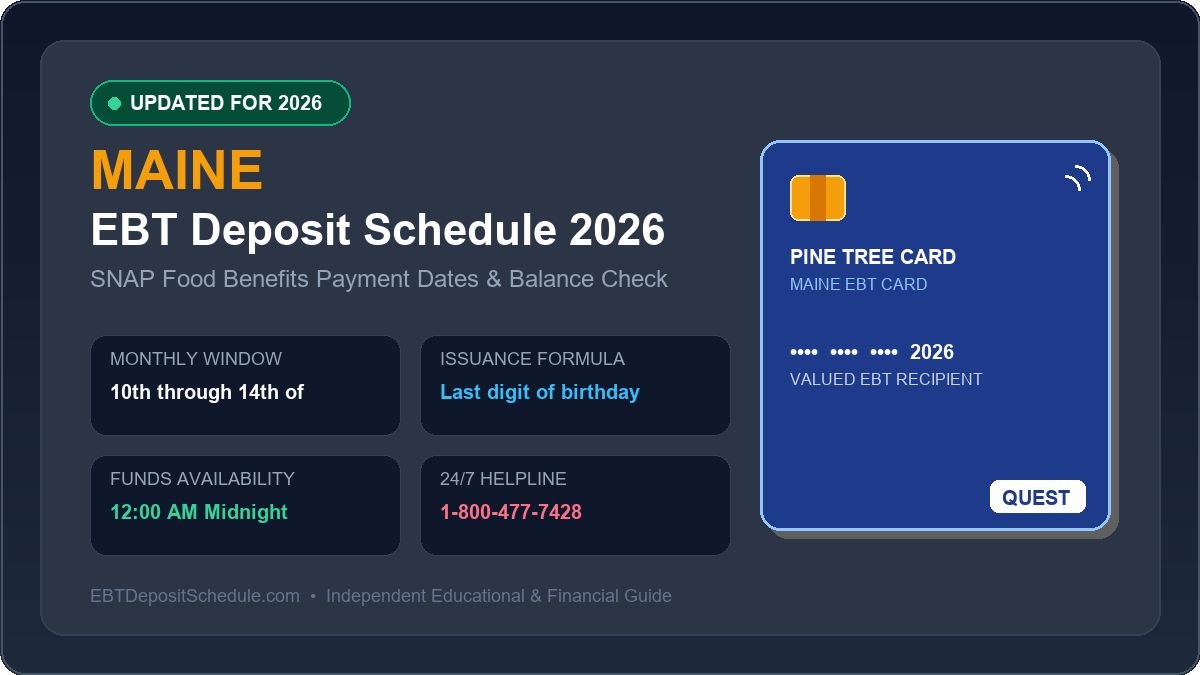 Maine EBT Deposit Schedule 2026 SNAP Payment Dates Banner