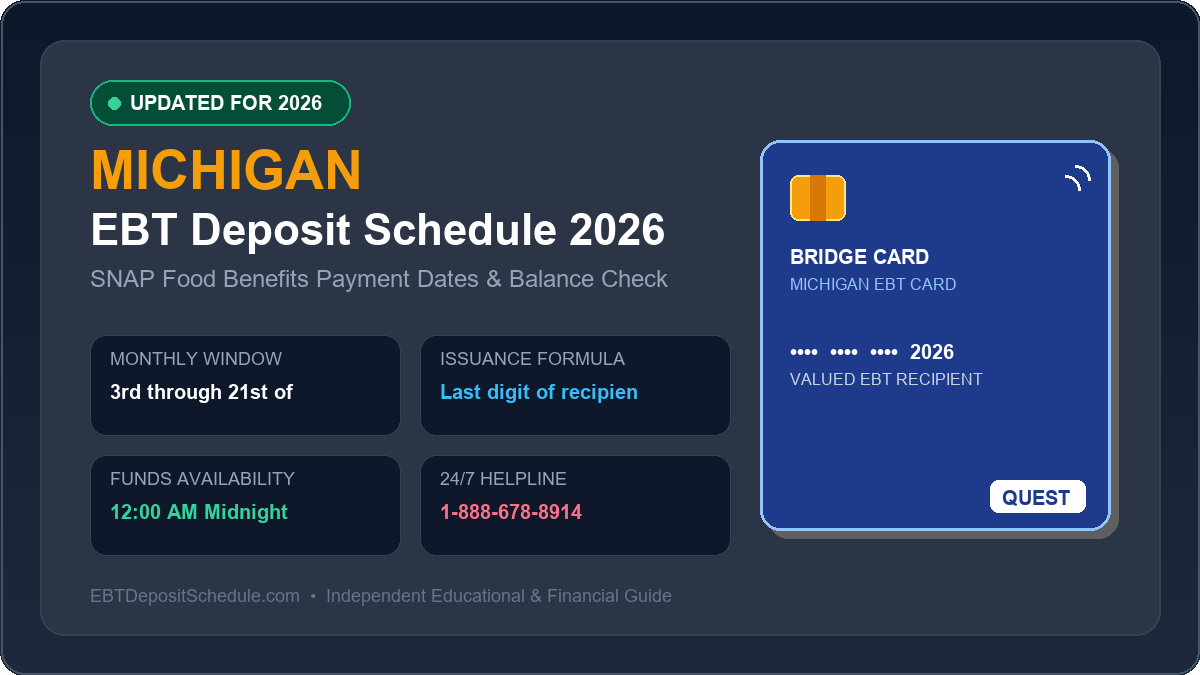 Michigan EBT Deposit Schedule 2026 SNAP Payment Dates Banner