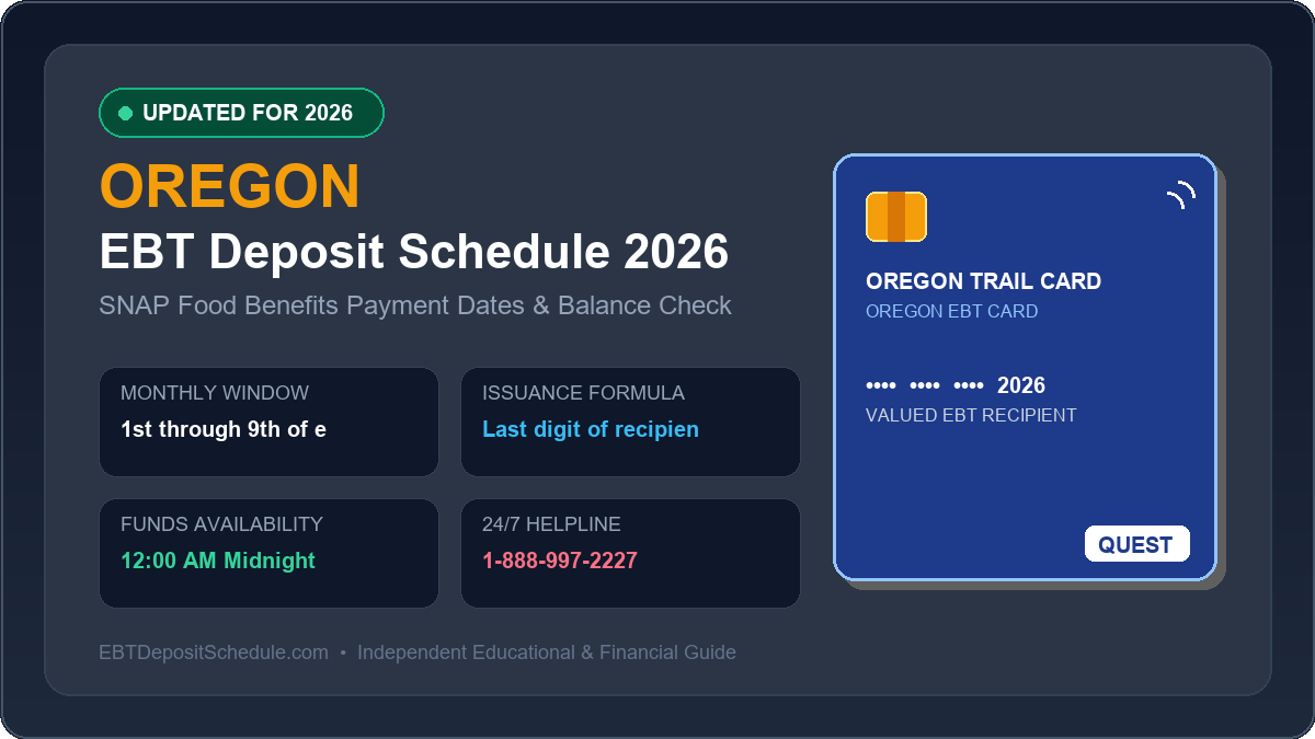 Oregon EBT Deposit Schedule 2026 SNAP Payment Dates Banner