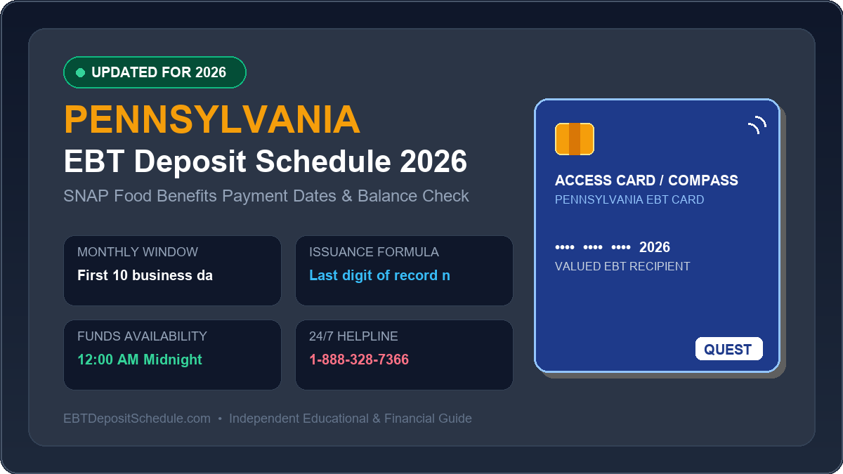 Pennsylvania EBT Deposit Schedule 2026 SNAP Payment Dates Banner