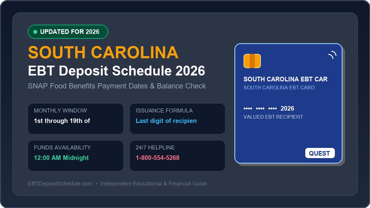 South Carolina EBT Deposit Schedule 2026 SNAP Payment Dates Banner