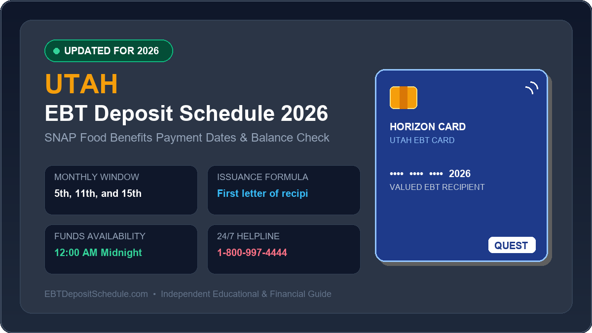 Utah EBT Deposit Schedule 2026 SNAP Payment Dates Banner
